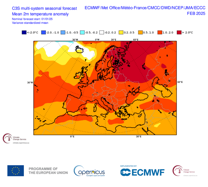 Anomalie thermique probable en fevrier 2025